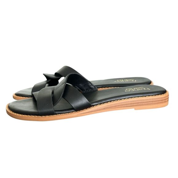 Franco Sarto Black Flat Leather Slides Sandals Women’s Size 8 - Picture 3 of 9
